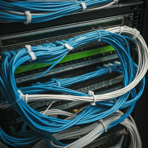 Ethernet networking cables organized